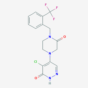 molecular formula C16H14ClF3N4O2 B607630 5-chloranyl-4-[3-oxidanylidene-4-[[2-(trifluoromethyl)phenyl]methyl]piperazin-1-yl]-1~{H}-pyridazin-6-one CAS No. 2304549-73-1