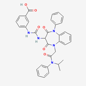molecular formula C34H31N5O6 B607635 3-[[2,4-dioxo-1-[2-oxo-2-(N-propan-2-ylanilino)ethyl]-5-phenyl-1,5-benzodiazepin-3-yl]carbamoylamino]benzoic acid CAS No. 305366-98-7
