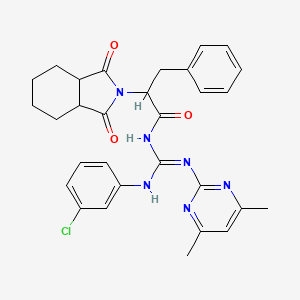 molecular formula C30H31ClN6O3 B6076449 N-{(Z)-[(3-chlorophenyl)amino][(4,6-dimethylpyrimidin-2-yl)amino]methylidene}-2-(1,3-dioxooctahydro-2H-isoindol-2-yl)-3-phenylpropanamide 