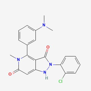 molecular formula C21H19ClN4O2 B607647 2-(2-Chlorophenyl)-4-(3-(dimethylamino)phenyl)-5-methyl-1H-pyrazolo[4,3-c]pyridine-3,6(2H,5H)-dione CAS No. 1218942-37-0