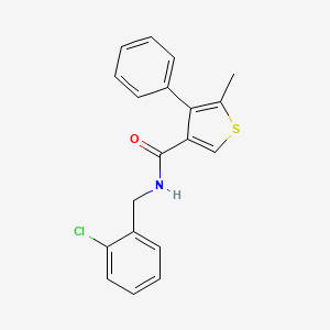 molecular formula C19H16ClNOS B6076726 N-[(2-chlorophenyl)methyl]-5-methyl-4-phenylthiophene-3-carboxamide 