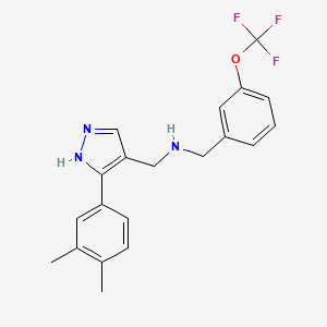 molecular formula C20H20F3N3O B6076784 N-[[5-(3,4-dimethylphenyl)-1H-pyrazol-4-yl]methyl]-1-[3-(trifluoromethoxy)phenyl]methanamine 