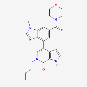 molecular formula C24H25N5O3 B607684 6-(but-3-en-1-yl)-4-[1-methyl-6-(morpholine-4-carbonyl)-1H-benzimidazol-4-yl]-1,6-dihydro-7H-pyrrolo[2,3-c]pyridin-7-one CAS No. 1926986-36-8