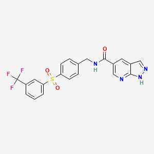 molecular formula C21H15F3N4O3S B607691 N-(4-{[3-(Trifluoromethyl)phenyl]sulfonyl}benzyl)-2h-Pyrazolo[3,4-B]pyridine-5-Carboxamide CAS No. 1362151-42-5