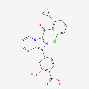 molecular formula C23H16ClN3O4 B607692 4-[6-(2-Chloro-6-cyclopropylbenzoyl)imidazo[1,5-a]pyrimidin-8-yl]-2-hydroxybenzoic acid CAS No. 1677668-27-7