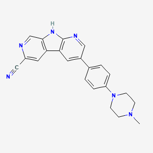 molecular formula C22H20N6 B607697 3-[4-(4-Methylpiperazin-1-Yl)phenyl]-9h-Pyrrolo[2,3-B:5,4-C']dipyridine-6-Carbonitrile CAS No. 1200127-66-7