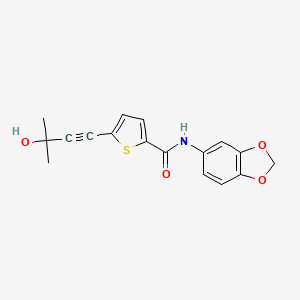 molecular formula C17H15NO4S B6076978 N-(2H-1,3-BENZODIOXOL-5-YL)-5-(3-HYDROXY-3-METHYLBUT-1-YN-1-YL)THIOPHENE-2-CARBOXAMIDE 