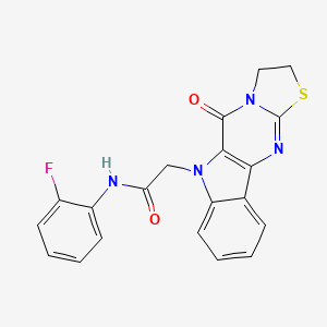 molecular formula C20H15FN4O2S B6076999 N-(2-fluorophenyl)-2-(10-oxo-14-thia-8,11,16-triazatetracyclo[7.7.0.02,7.011,15]hexadeca-1(9),2,4,6,15-pentaen-8-yl)acetamide 