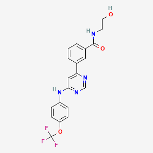 molecular formula C20H17F3N4O3 B607705 N-(2-羟乙基)-3-(6-((4-(三氟甲氧基)苯基)氨基)嘧啶-4-基)苯甲酰胺 CAS No. 778277-15-9