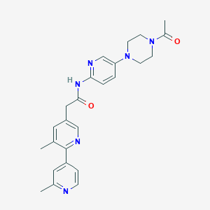 molecular formula C25H28N6O2 B607707 N-(5-(4-Acetylpiperazin-1-yl)pyridin-2-yl)-2-(2',3-dimethyl-[2,4'-bipyridin]-5-yl)acetamide CAS No. 1243244-74-7