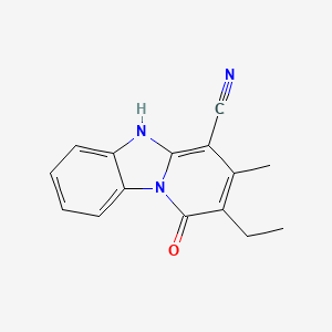 molecular formula C15H13N3O B607710 2-Ethyl-3-methyl-1-oxo-1,5-dihydropyrido[1,2-a]benzimidazole-4-carbonitrile CAS No. 442567-43-3