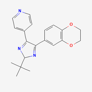 molecular formula C20H21N3O2 B607712 4-(2-(tert-Butyl)-5-(2,3-dihydrobenzo[b][1,4]dioxin-6-yl)-2H-imidazol-4-yl)pyridine CAS No. 1639933-79-1