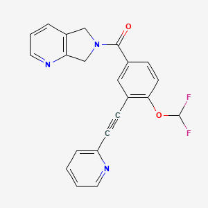 molecular formula C22H15F2N3O2 B607731 (4-Difluoromethoxy-3-pyridin-2-ylethynyl-phenyl)-(5,7-dihydro-pyrrolo[3,4-b]pyridin-6-yl)-methanone CAS No. 1253291-12-1