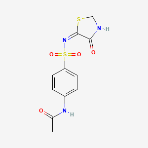 molecular formula C11H11N3O4S2 B6077328 N-[4-[(E)-(4-oxo-1,3-thiazolidin-5-ylidene)amino]sulfonylphenyl]acetamide 