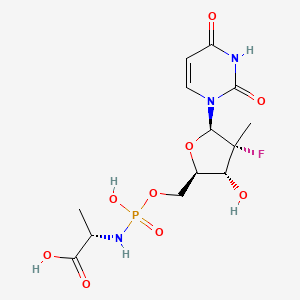 molecular formula C13H19FN3O9P B607741 L-丙氨酸，N-((2'R)-2'-脱氧-2'-氟-2'-甲基-5'-尿苷酰基)- CAS No. 1233335-78-8