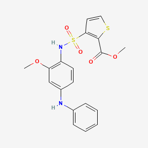 molecular formula C19H18N2O5S2 B607751 Methyl 3-[(4-anilino-2-methoxyphenyl)sulfamoyl]thiophene-2-carboxylate CAS No. 1014691-61-2