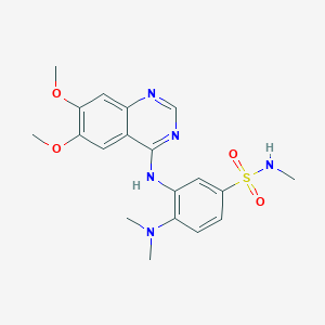 molecular formula C19H23N5O4S B607754 3-{[6,7-bis(methyloxy)-4-quinazolinyl]amino}-4-(dimethylamino)-N-methylbenzenesulfonamide CAS No. 1301761-96-5