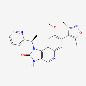 molecular formula C23H21N5O3 B607756 7-(3,5-Dimethylisoxazol-4-yl)-8-methoxy-1-((R)-1-(pyridin-2-yl)ethyl)-1H-imidazo[4,5-c]quinolin-2(3H)-one CAS No. 1300031-49-5