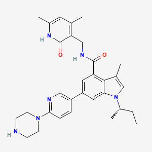 molecular formula C31H38N6O2 B607758 (S)-1-(sec-Butyl)-N-((4,6-dimethyl-2-oxo-1,2-dihydropyridin-3-yl)methyl)-3-methyl-6-(6-(piperazin-1-yl)pyridin-3-yl)-1H-indole-4-carboxamide CAS No. 1346574-57-9
