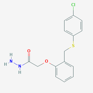 molecular formula C15H15ClN2O2S B060777 2-(2-{[(4-Chlorophenyl)thio]methyl}phenoxy)ethanohydrazide CAS No. 175202-85-4