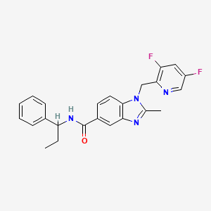 molecular formula C24H22F2N4O B607774 1-[(3,5-difluoropyridin-2-yl)methyl]-2-methyl-N-(1-phenylpropyl)benzimidazole-5-carboxamide CAS No. 1168138-37-1
