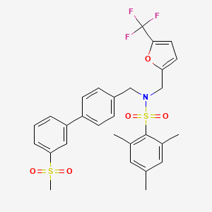 molecular formula C29H28F3NO5S2 B607776 2,4,6-trimethyl-N-[[4-(3-methylsulfonylphenyl)phenyl]methyl]-N-[[5-(trifluoromethyl)furan-2-yl]methyl]benzenesulfonamide CAS No. 1221277-90-2