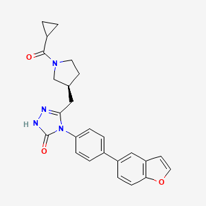 molecular formula C25H24N4O3 B607780 4-[4-(1-Benzofuran-5-Yl)phenyl]-5-{[(3s)-1-(Cyclopropylcarbonyl)pyrrolidin-3-Yl]methyl}-2,4-Dihydro-3h-1,2,4-Triazol-3-One CAS No. 1332331-08-4