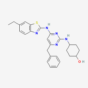 molecular formula C26H29N5OS B607786 trans-4-[[4-[(6-Ethyl-2-benzothiazolyl)amino]-6-(phenylmethyl)-2-pyrimidinyl]amino]cyclohexanol CAS No. 1246030-96-5