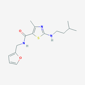 molecular formula C15H21N3O2S B6077916 N-(furan-2-ylmethyl)-4-methyl-2-[(3-methylbutyl)amino]-1,3-thiazole-5-carboxamide 