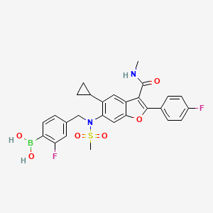 molecular formula C27H25BF2N2O6S B607793 [4-({[5-Cyclopropyl-2-(4-Fluorophenyl)-3-(Methylcarbamoyl)-1-Benzofuran-6-Yl](Methylsulfonyl)amino}methyl)-2-Fluorophenyl]boronic Acid CAS No. 1331942-30-3