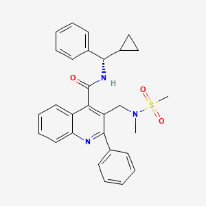 molecular formula C29H29N3O3S B607796 4-Quinolinecarboxamide, N-((S)-cyclopropylphenylmethyl)-3-((methyl(methylsulfonyl)amino)methyl)-2-phenyl- CAS No. 1133706-08-7