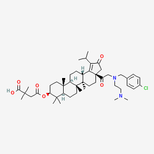 molecular formula C48H71ClN2O6 B607797 4-[[(3aR,5aR,5bR,7aR,9S,11aR,11bR,13aS)-3a-[2-[(4-chlorophenyl)methyl-[2-(dimethylamino)ethyl]amino]acetyl]-5a,5b,8,8,11a-pentamethyl-2-oxo-1-propan-2-yl-4,5,6,7,7a,9,10,11,11b,12,13,13a-dodecahydro-3H-cyclopenta[a]chrysen-9-yl]oxy]-2,2-dimethyl-4-oxobutanoic acid CAS No. 1422355-65-4