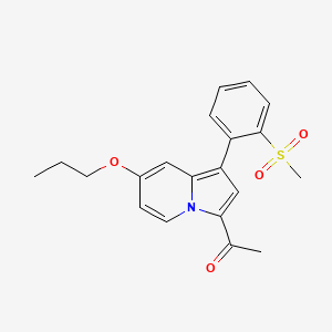 molecular formula C20H21NO4S B607804 1-(1-(2-(Methylsulfonyl)phenyl)-7-propoxyindolizin-3-yl)ethanone CAS No. 1619994-68-1