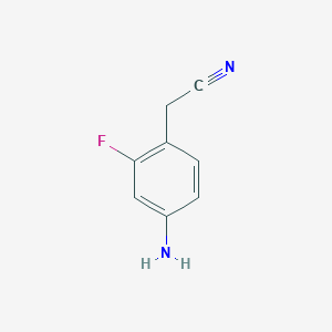 molecular formula C8H7FN2 B060781 2-(4-Amino-2-fluorophenyl)acetonitrile CAS No. 180146-78-5