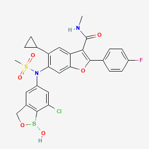3-Benzofurancarboxamide, 6-[(7-chloro-1,3-dihydro-1-hydroxy-2,1-benzoxaborol-5-yl)(methylsulfonyl)amino]-5-cyclopropyl-2-(4-fluorophenyl)-N-methyl-