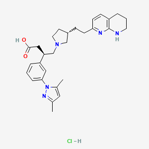 (3R)-3-[3-(3,5-dimethylpyrazol-1-yl)phenyl]-4-[(3S)-3-[2-(5,6,7,8-tetrahydro-1,8-naphthyridin-2-yl)ethyl]pyrrolidin-1-yl]butanoic acid;hydrochloride