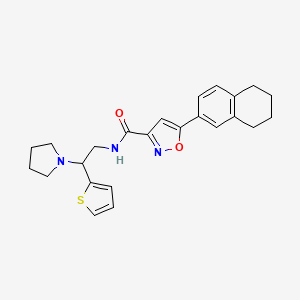 molecular formula C24H27N3O2S B6078273 N-[2-(pyrrolidin-1-yl)-2-(thiophen-2-yl)ethyl]-5-(5,6,7,8-tetrahydronaphthalen-2-yl)-1,2-oxazole-3-carboxamide 