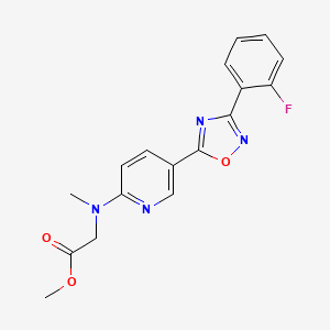 molecular formula C17H15FN4O3 B6078426 Methyl 2-[[5-[3-(2-fluorophenyl)-1,2,4-oxadiazol-5-yl]pyridin-2-yl]-methylamino]acetate 
