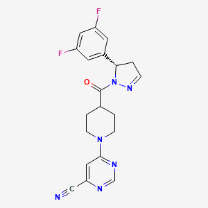 molecular formula C20H18F2N6O B607846 (S)-6-(4-(5-(3,5-difluorophenyl)-4,5-dihydro-1H-pyrazole-1-carbonyl)piperidin-1-yl)pyrimidine-4-carbonitrile CAS No. 2226735-55-1