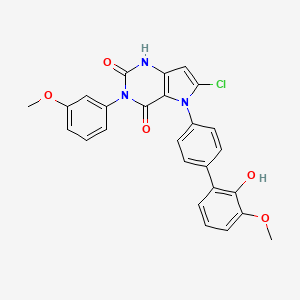 6-chloro-5-[4-(2-hydroxy-3-methoxyphenyl)phenyl]-3-(3-methoxyphenyl)-1H-pyrrolo[3,2-d]pyrimidine-2,4-dione