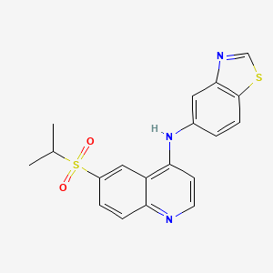molecular formula C19H17N3O2S2 B607870 N-(6-(isopropylsulfonyl)quinolin-4-yl)benzo[d]thiazol-5-amine CAS No. 1346546-69-7