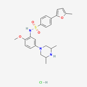 N-[5-(3,5-dimethylpiperazin-1-yl)-2-methoxyphenyl]-4-(5-methylfuran-2-yl)benzenesulfonamide;hydrochloride