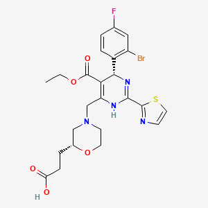 molecular formula C24H26BrFN4O5S B607930 3-((R)-4-(((R)-6-(2-Bromo-4-fluorophenyl)-5-(ethoxycarbonyl)-2-(thiazol-2-yl)-3,6-dihydropyrimidin-4-yl)methyl)morpholin-2-yl)propanoic acid CAS No. 1793063-59-8