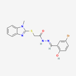 molecular formula C17H15BrN4O2S B6079382 N'-[(E)-(5-bromo-2-hydroxyphenyl)methylidene]-2-[(1-methyl-1H-benzimidazol-2-yl)sulfanyl]acetohydrazide 