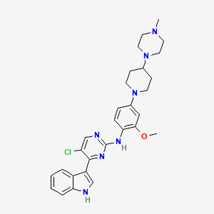 molecular formula C29H34ClN7O B607944 5-chloro-4-(1H-indol-3-yl)-N-[2-methoxy-4-[4-(4-methylpiperazin-1-yl)piperidin-1-yl]phenyl]pyrimidin-2-amine CAS No. 1356962-34-9