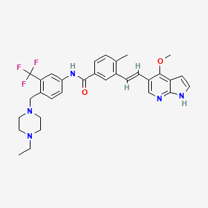 molecular formula C32H34F3N5O2 B607945 (E)-N-(4-((4-Ethylpiperazin-1-yl)methyl)-3-(trifluoromethyl)phenyl)-3-(2-(4-methoxy-1H-pyrrolo[2,3-b]pyridin-5-yl)vinyl)-4-methylbenzamide CAS No. 1315329-43-1