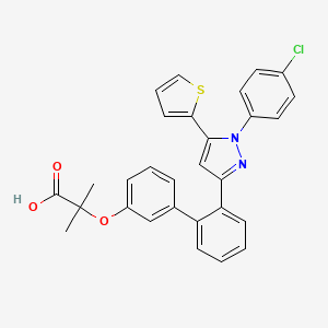 2-[3-[2-[1-(4-Chlorophenyl)-5-thiophen-2-ylpyrazol-3-yl]phenyl]phenoxy]-2-methylpropanoic acid