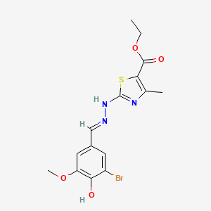 molecular formula C15H16BrN3O4S B6079727 ethyl 2-[(2E)-2-[(3-bromo-4-hydroxy-5-methoxyphenyl)methylidene]hydrazinyl]-4-methyl-1,3-thiazole-5-carboxylate 