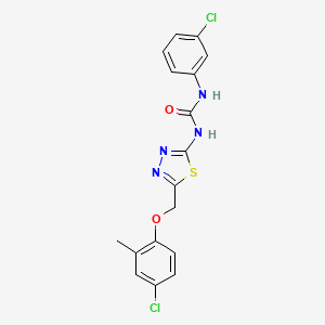 molecular formula C17H14Cl2N4O2S B6079937 1-{5-[(4-Chloro-2-methylphenoxy)methyl]-1,3,4-thiadiazol-2-yl}-3-(3-chlorophenyl)urea 