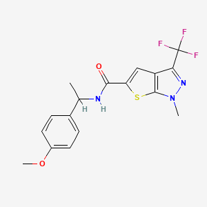 molecular formula C17H16F3N3O2S B6080114 N~5~-[1-(4-METHOXYPHENYL)ETHYL]-1-METHYL-3-(TRIFLUOROMETHYL)-1H-THIENO[2,3-C]PYRAZOLE-5-CARBOXAMIDE 
